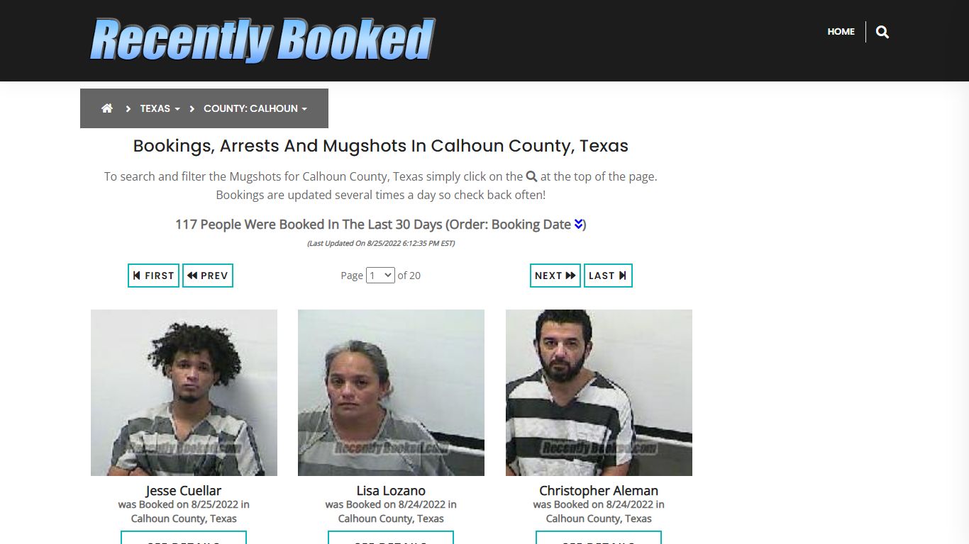 Recent bookings, Arrests, Mugshots in Calhoun County, Texas