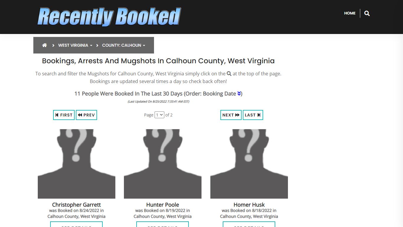 Bookings, Arrests and Mugshots in Calhoun County, West Virginia